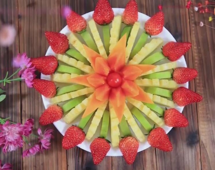 高颜值水果拼盘做法视频,招待客人很有面